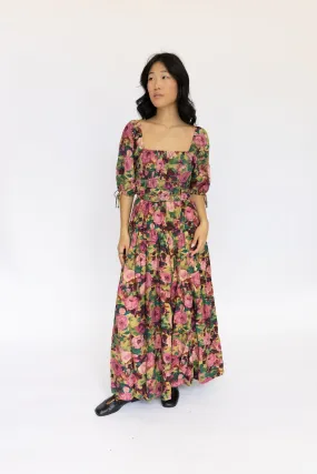 Floral Puff Sleeve Midi Dress