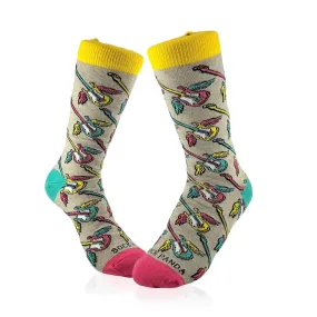 Flying Guitar Pattern Socks from the Sock Panda (Adult Small -  Shoe Sizes 2-5)