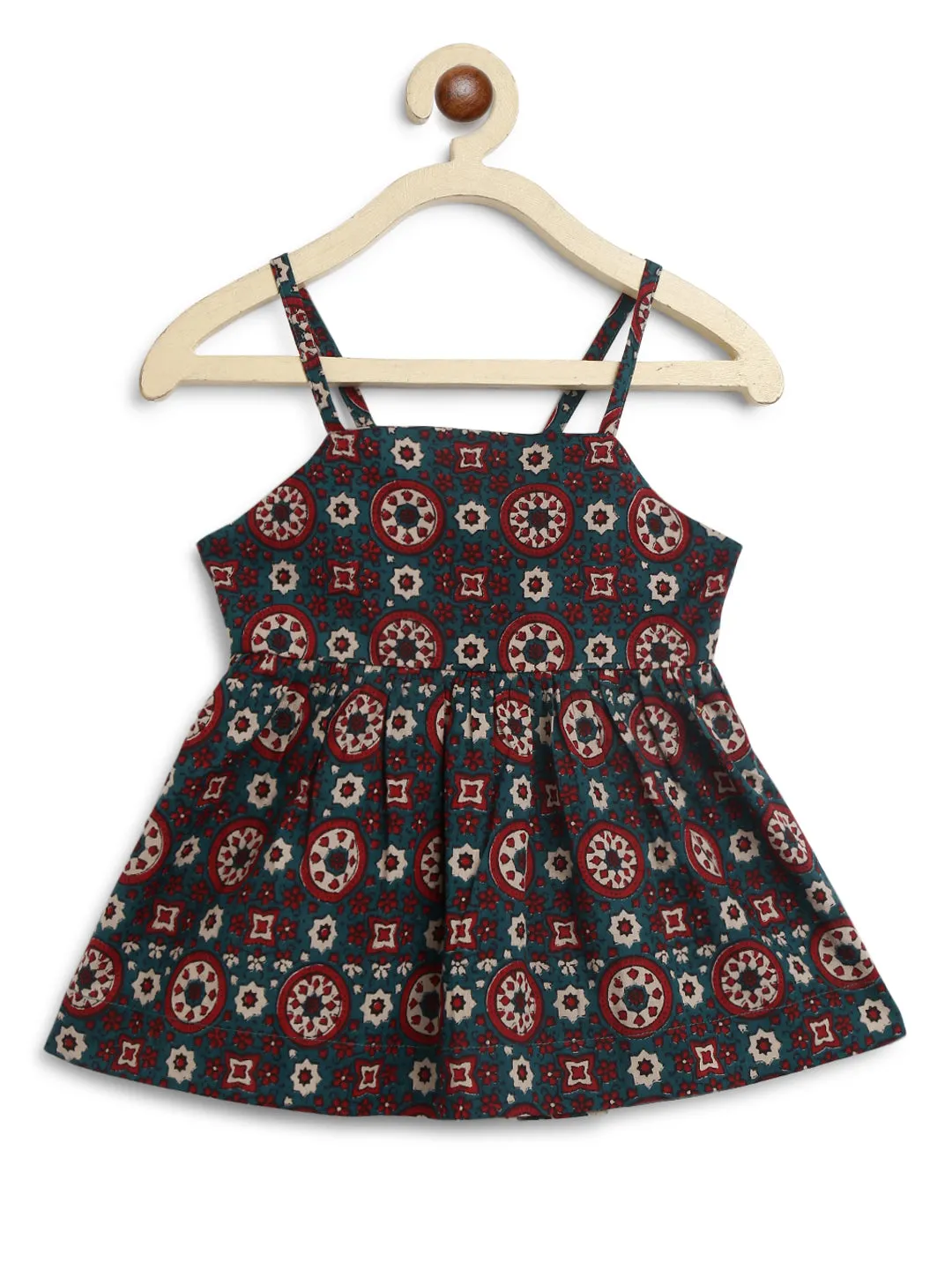 Girls Indie Print Cotton Co-ord Top Pant Set - Green