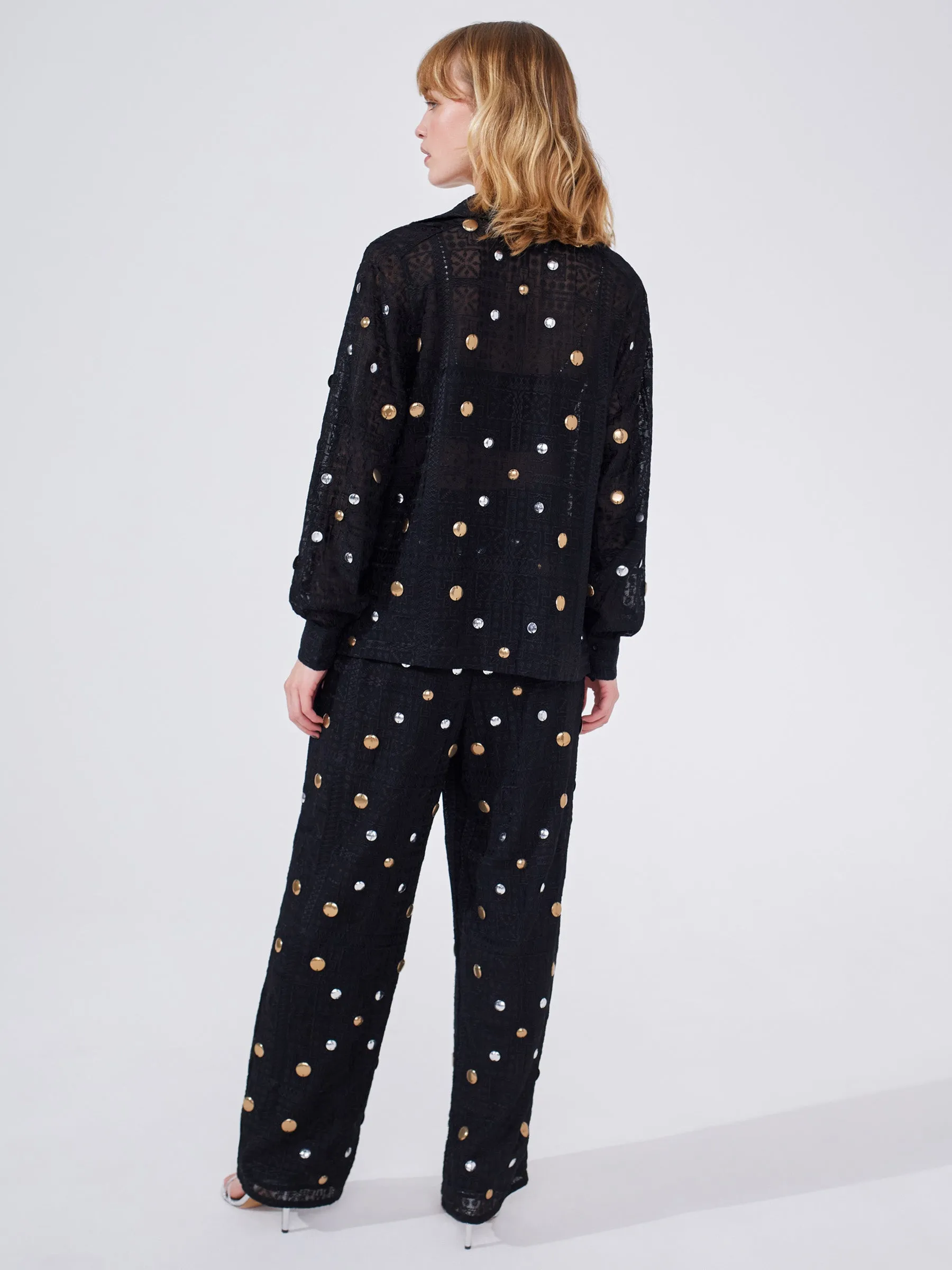 Gitana Embroidered Pyjama Trousers Black