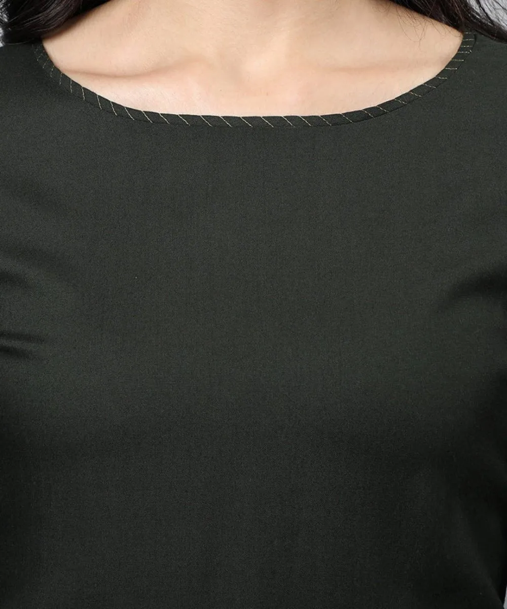 Green Rayon Crop-top