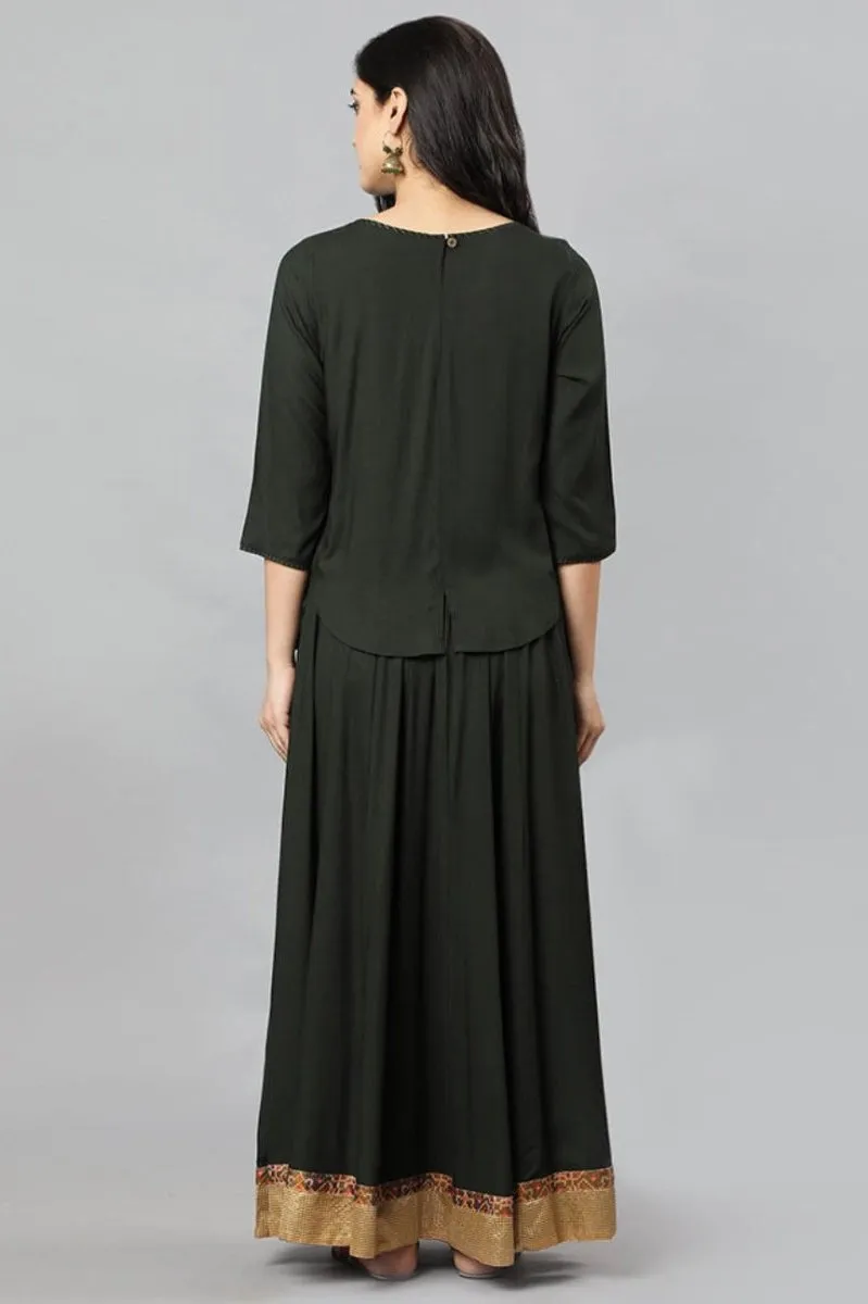 Green Rayon Crop-top