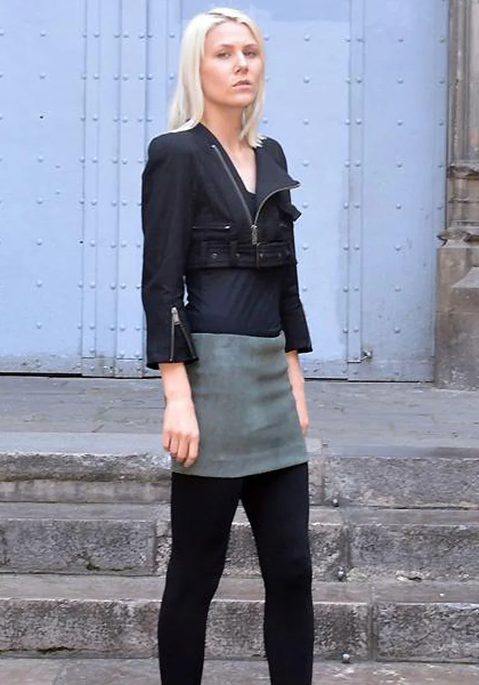 HAIDER ACKERMANN LEATHER MINI SKIRT ANTHRACITE