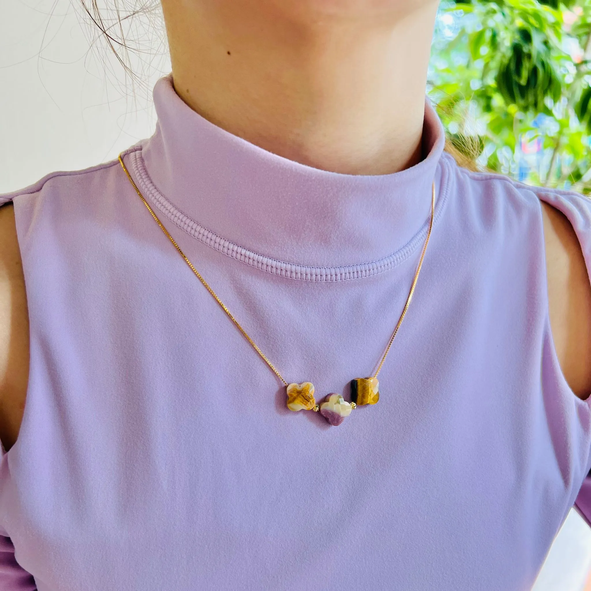 Happiness, Health & Courage Clover Necklace