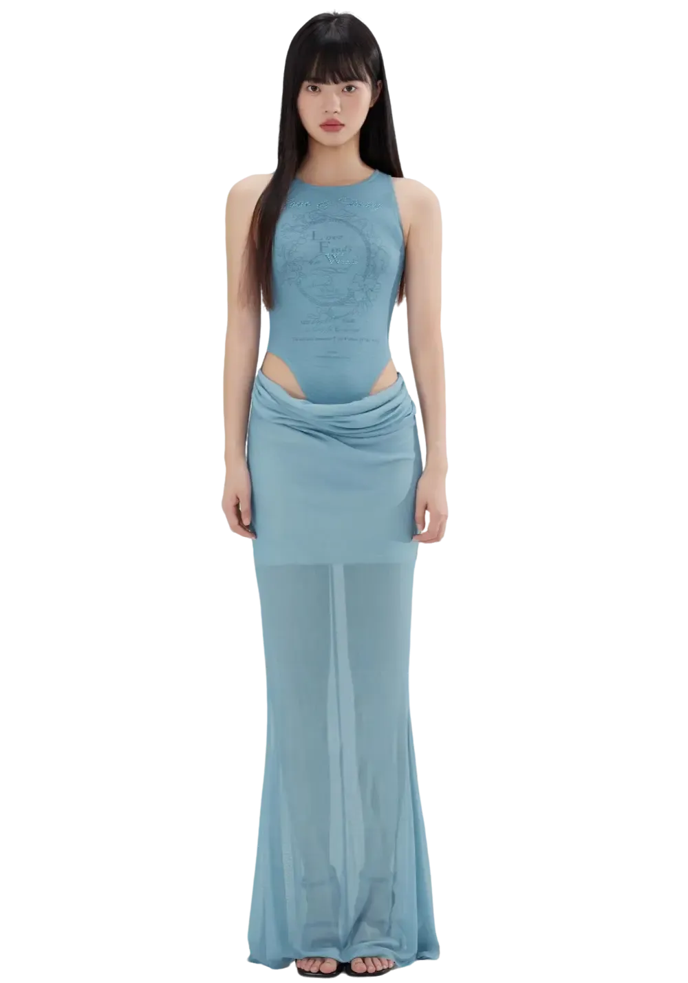 Hollow See-Through Mesh Hip Wrap Dress