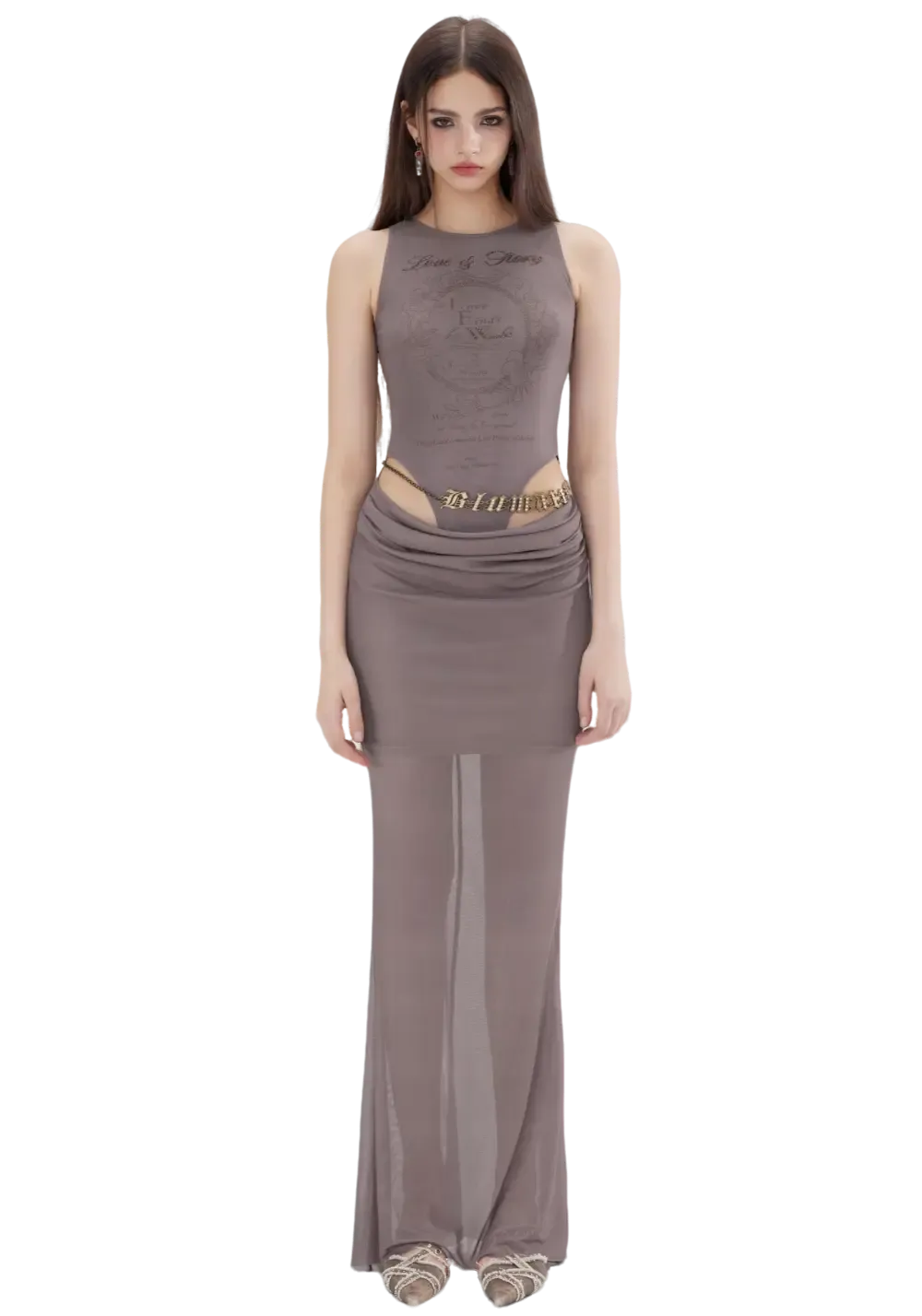 Hollow See-Through Mesh Hip Wrap Dress