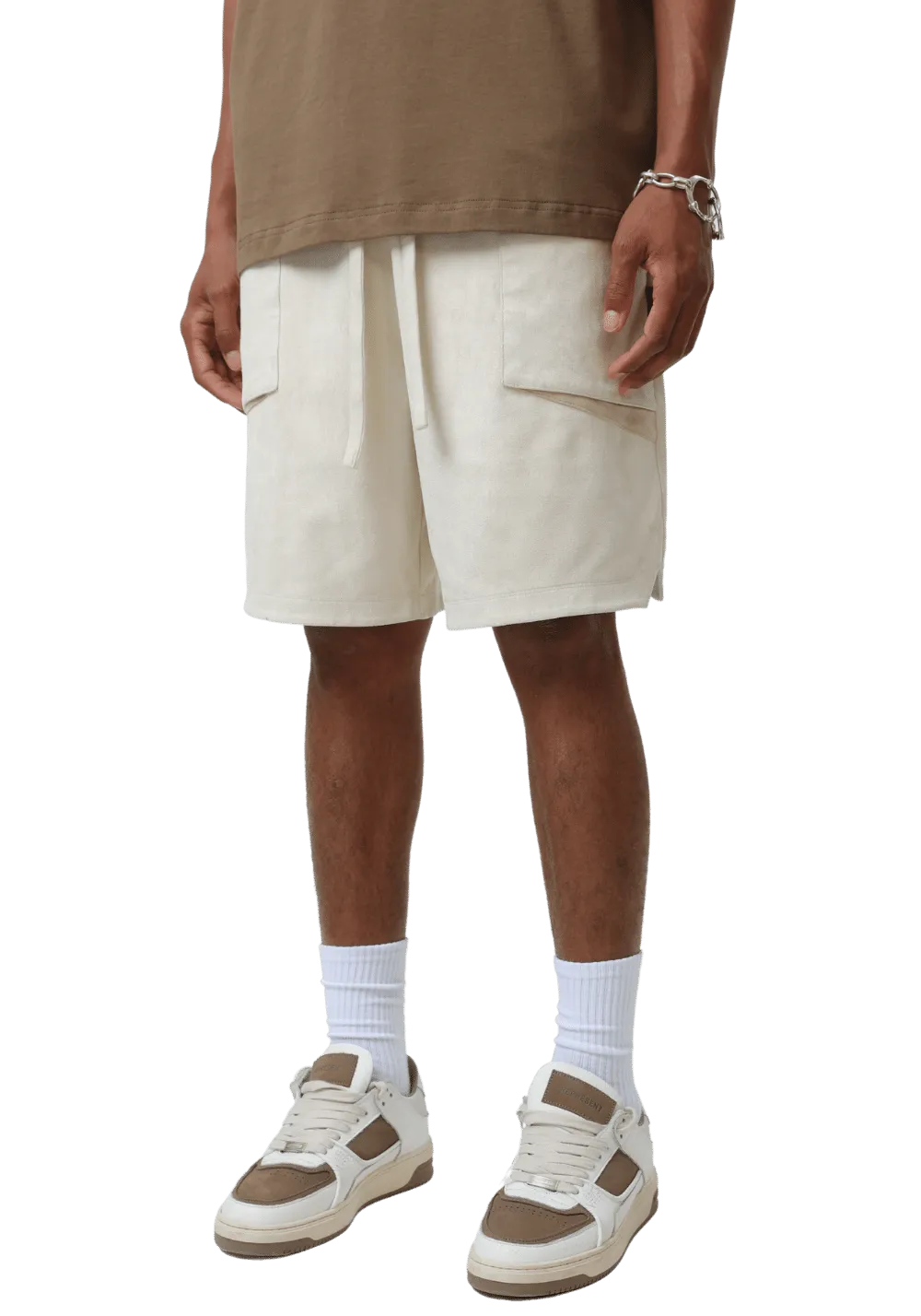 Irregular Pocket Suede Shorts