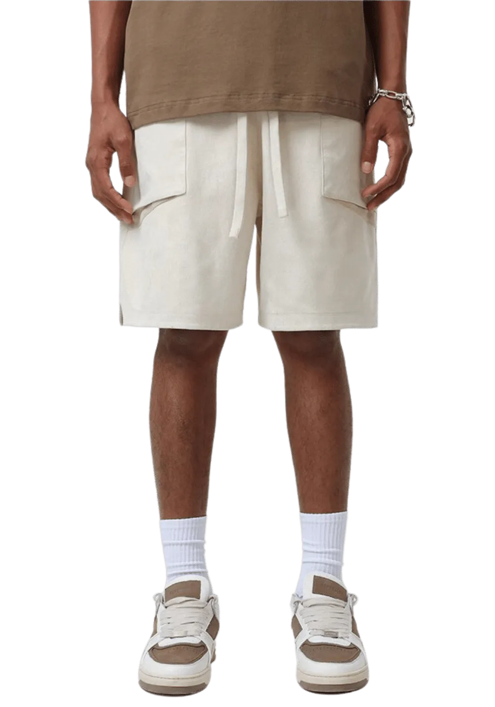 Irregular Pocket Suede Shorts
