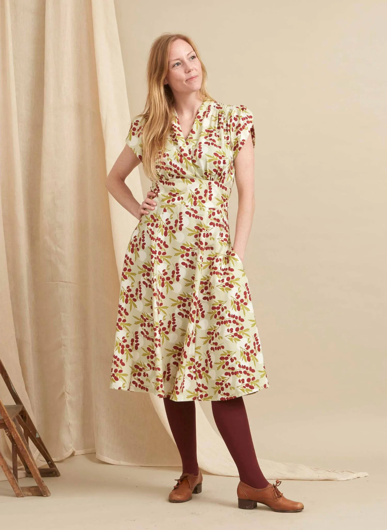 Ivory Damson - Tencel - Fabric