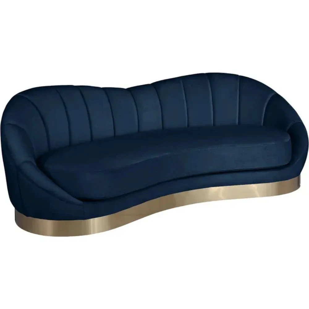 Kingdom Luxury Modern Suede Sofa Set in Blue