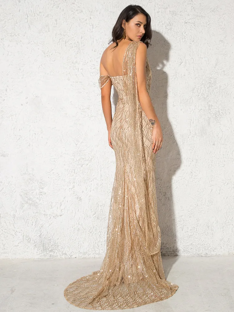 Lucia Gold Glitter Gown