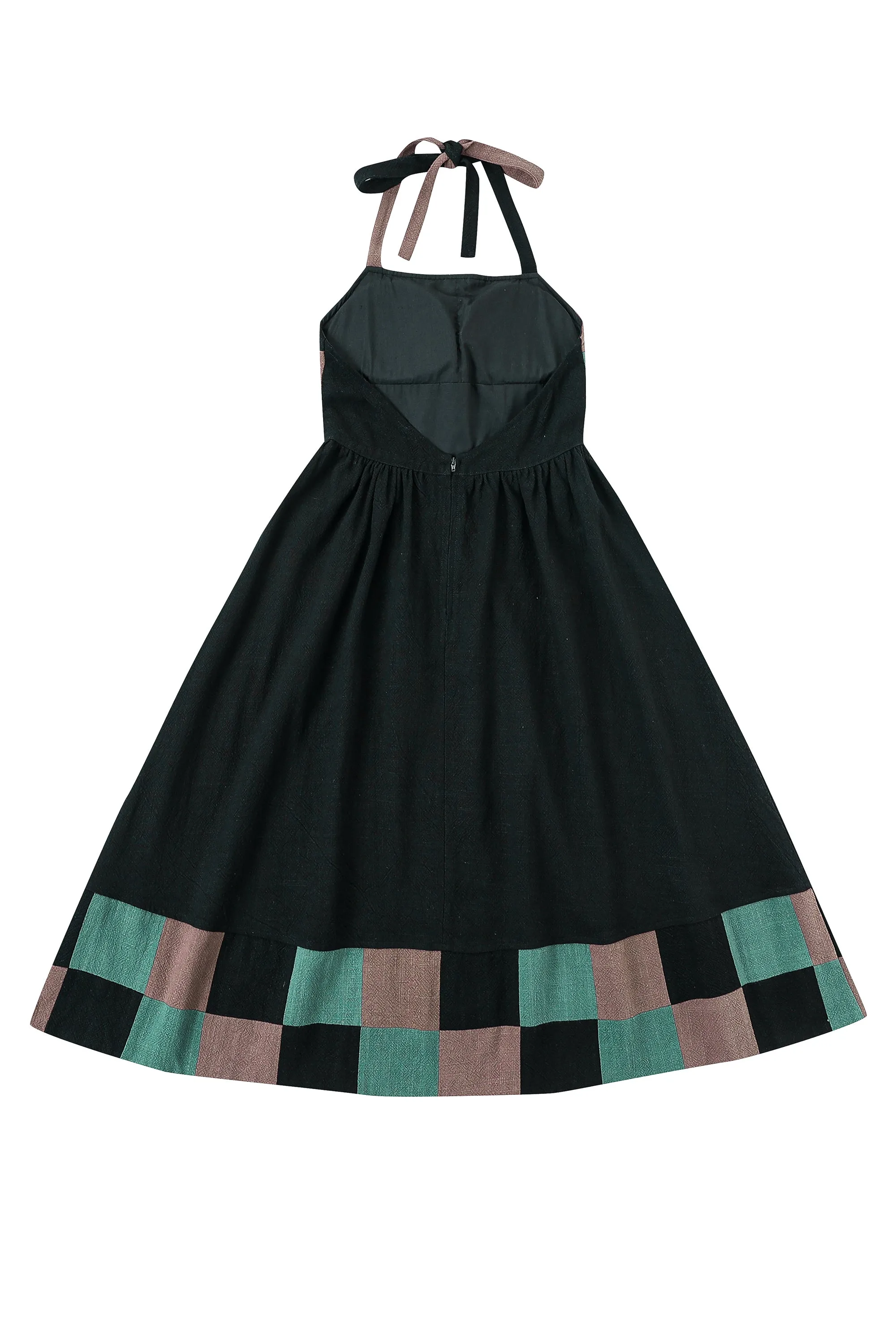 Mama Mia Linen Apron Dress Black/Green