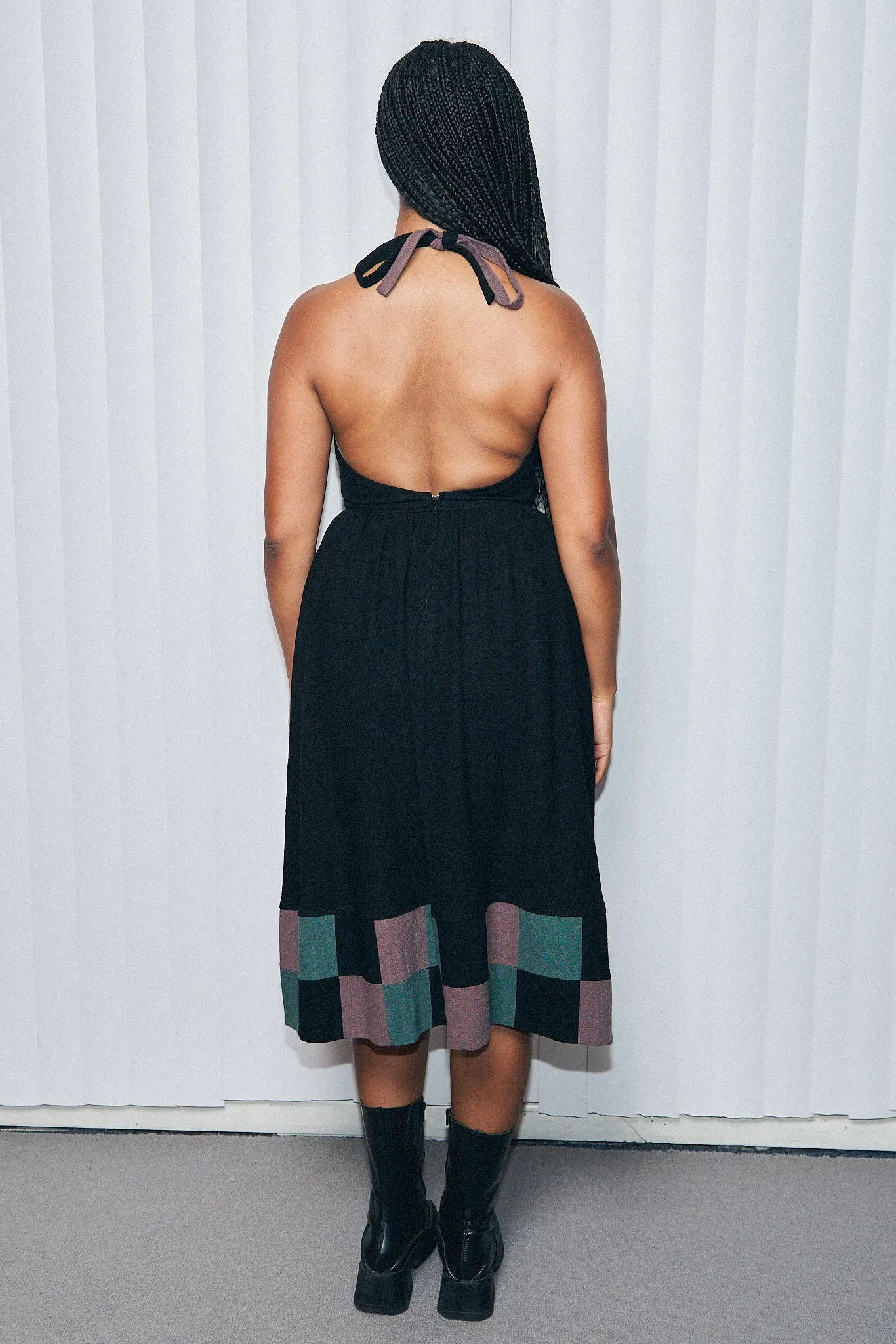 Mama Mia Linen Apron Dress Black/Green