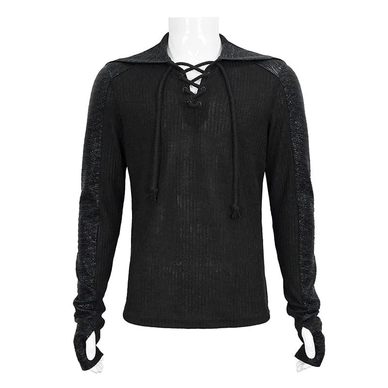 Men's Gothic Strappy Ruched Splice Hoodies