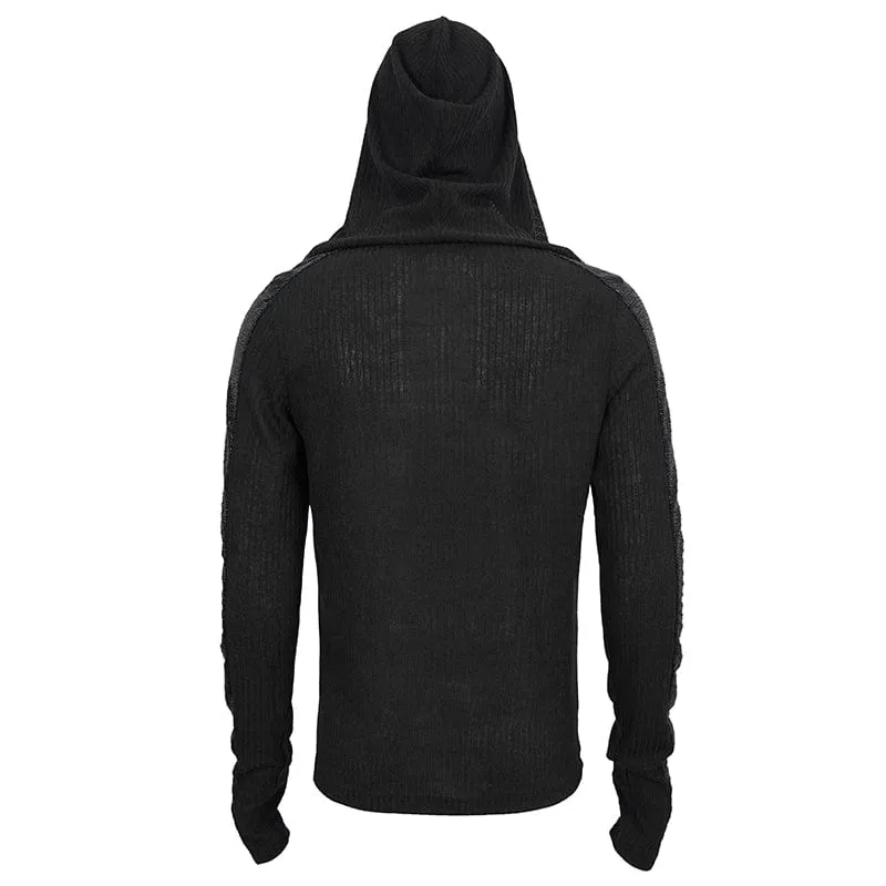Men's Gothic Strappy Ruched Splice Hoodies