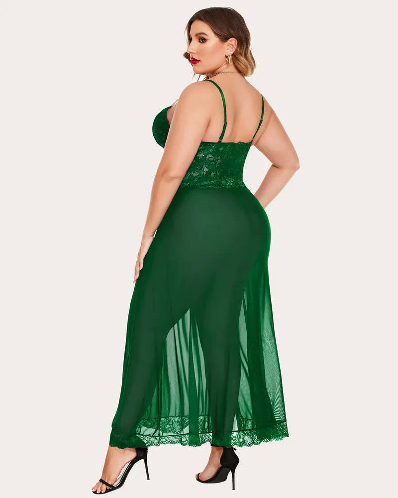 Mesh Maxi Side Slits Dress