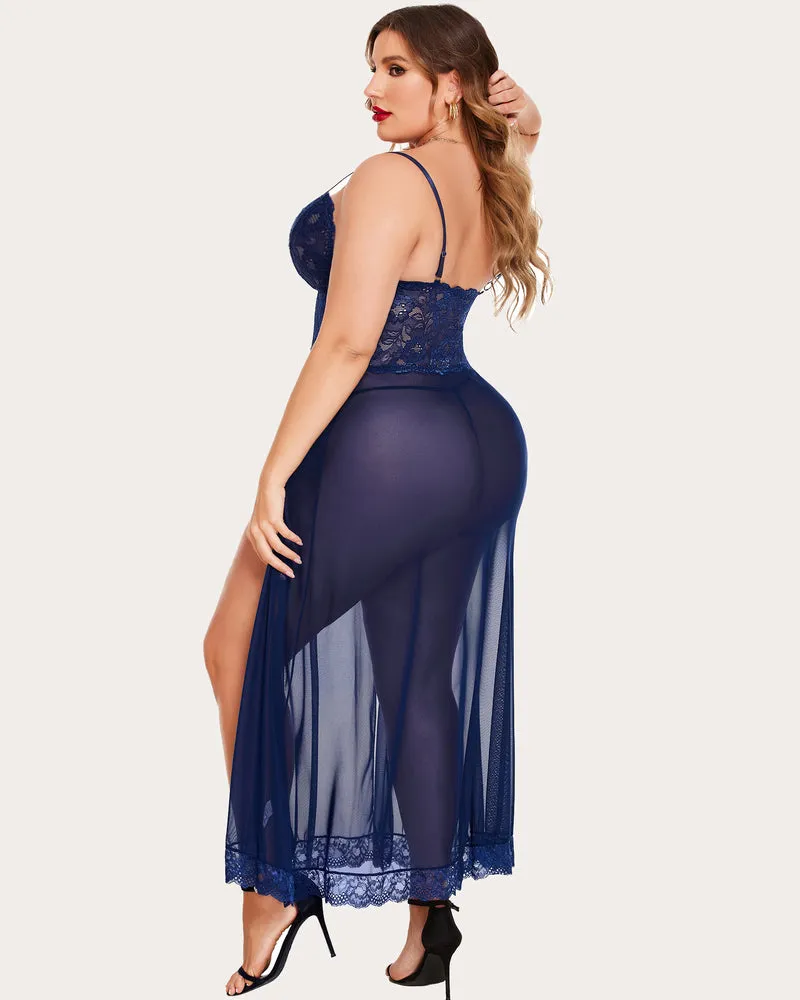 Mesh Maxi Side Slits Dress
