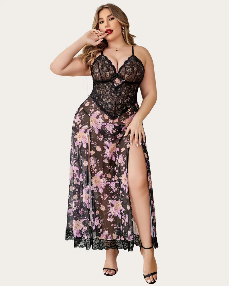 Mesh Maxi Side Slits Dress