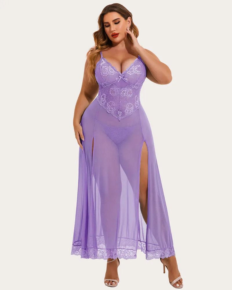 Mesh Maxi Side Slits Dress