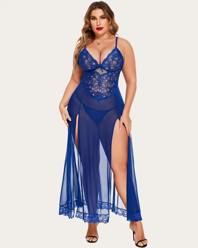 Mesh Maxi Side Slits Dress