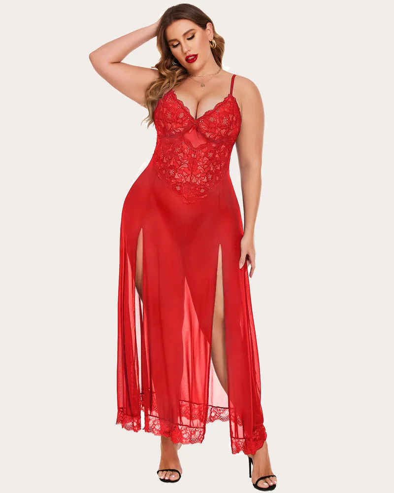 Mesh Maxi Side Slits Dress