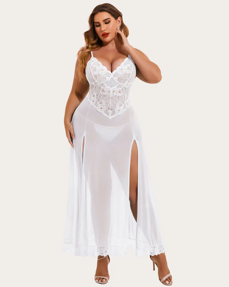 Mesh Maxi Side Slits Dress