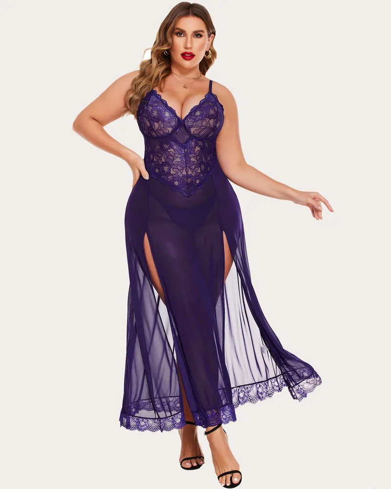 Mesh Maxi Side Slits Dress