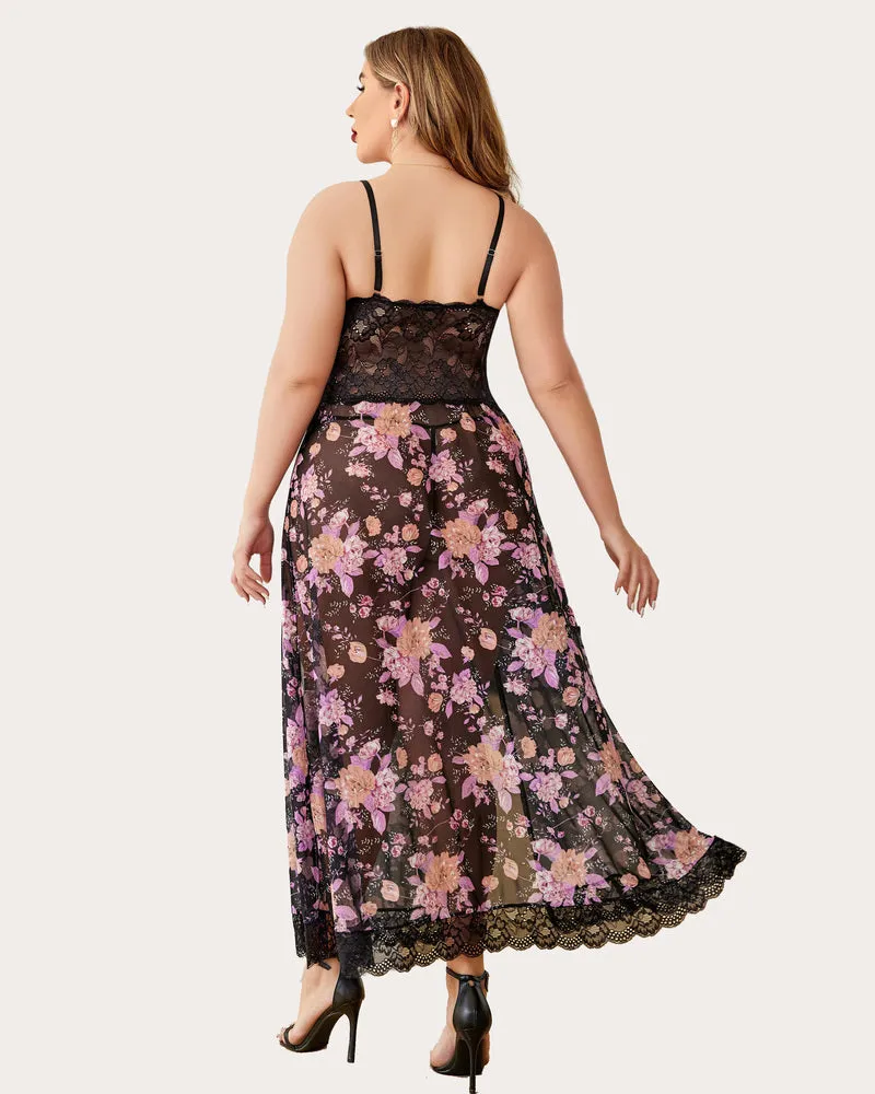 Mesh Maxi Side Slits Dress