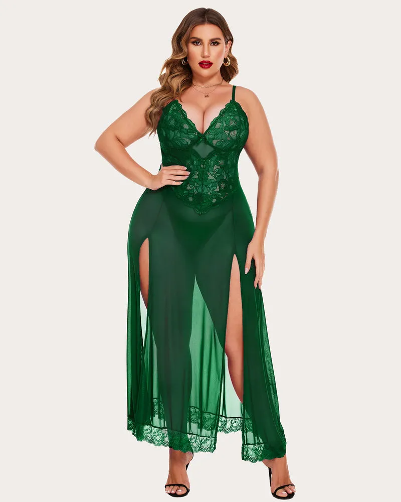 Mesh Maxi Side Slits Dress