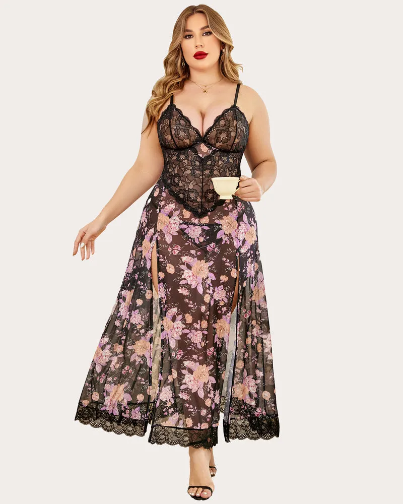 Mesh Maxi Side Slits Dress