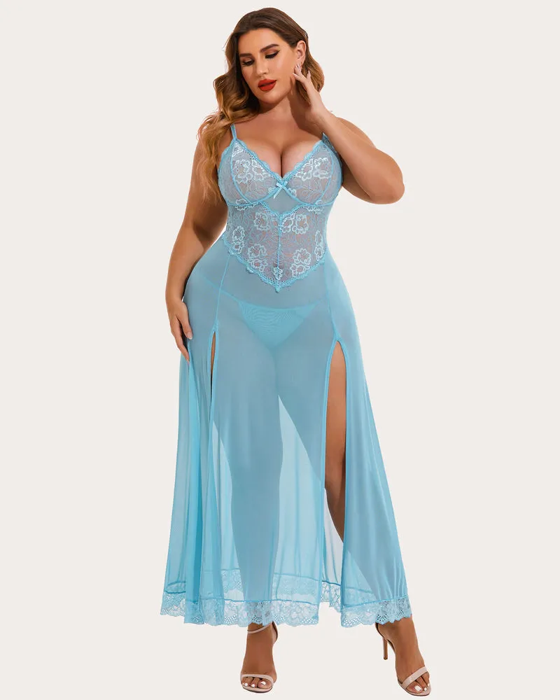 Mesh Maxi Side Slits Dress