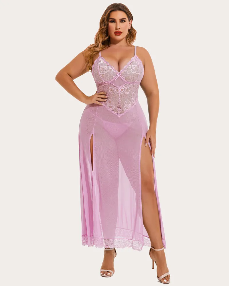 Mesh Maxi Side Slits Dress