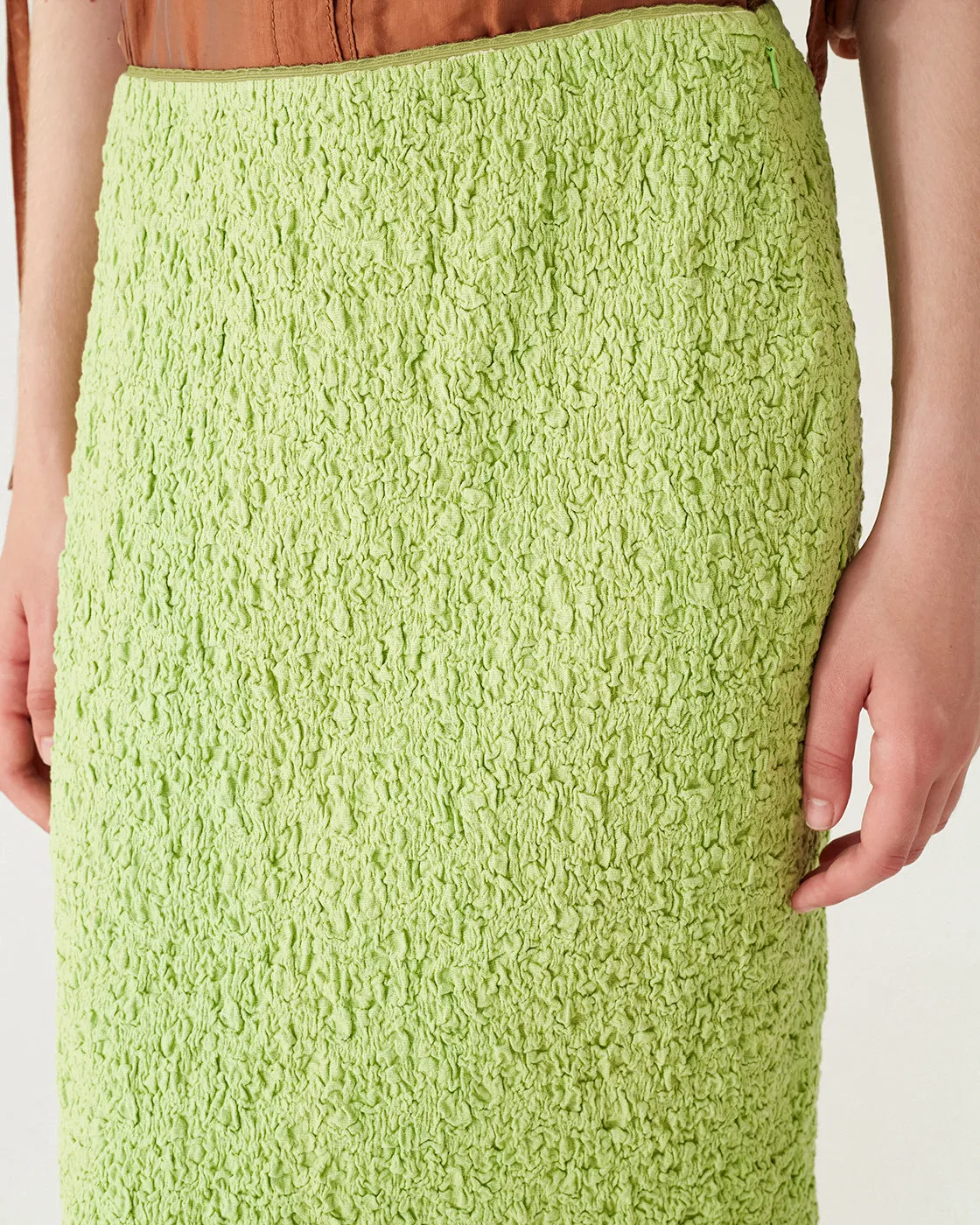 Mirren Skirt Cotton Blend Seersucker Acid Green