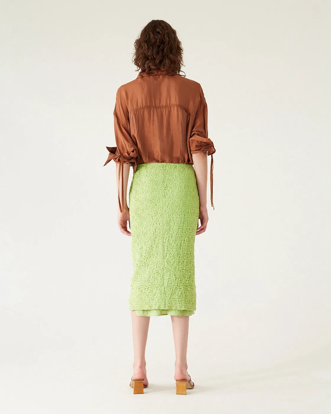 Mirren Skirt Cotton Blend Seersucker Acid Green