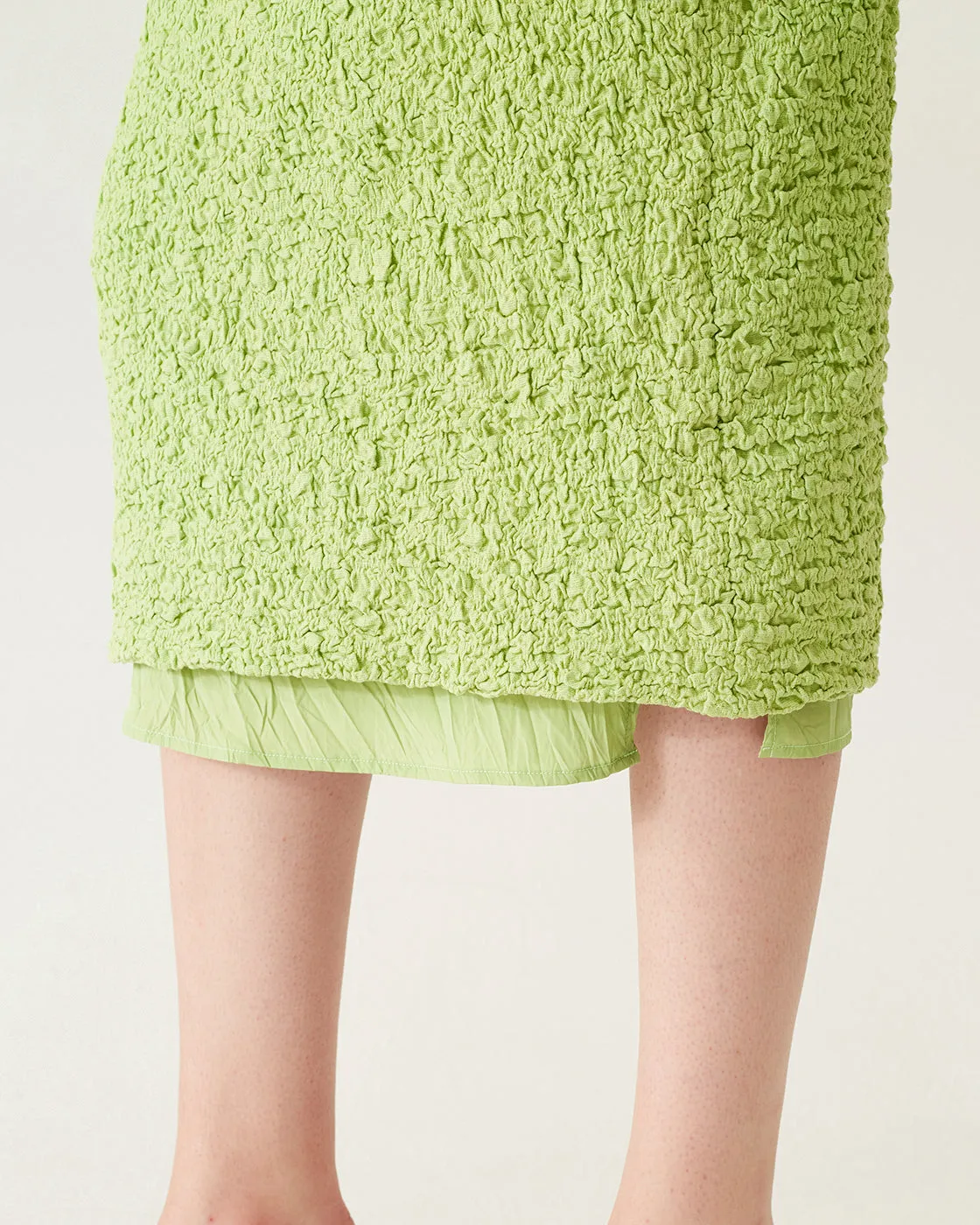 Mirren Skirt Cotton Blend Seersucker Acid Green