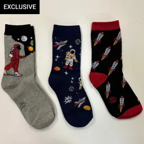 Moon Walk In The Morning Junior Crew Socks 3-Pack
