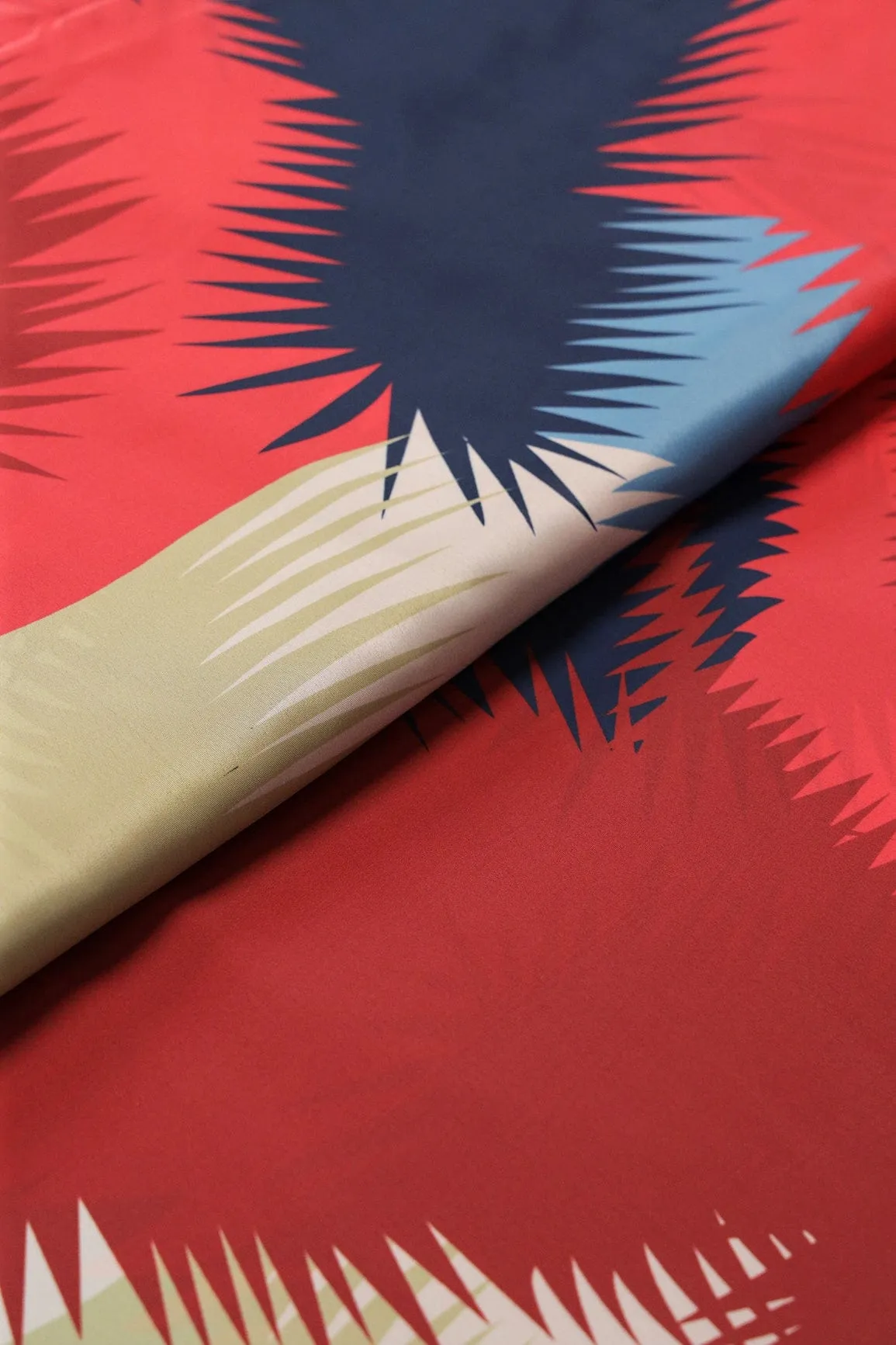 Multi Color Abstract Digital Print On Maroon Crepe Fabric