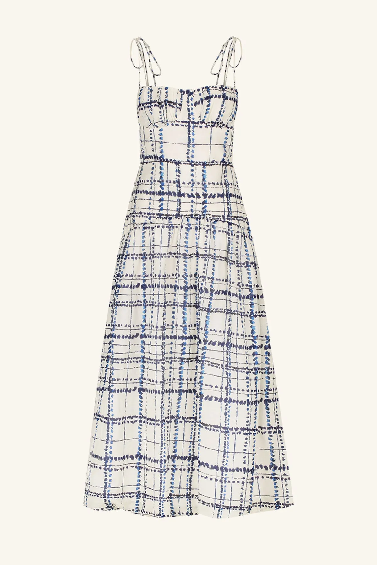 NIKO GATHERED BUBBLE MIDI DRESS