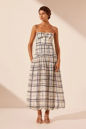 NIKO GATHERED BUBBLE MIDI DRESS