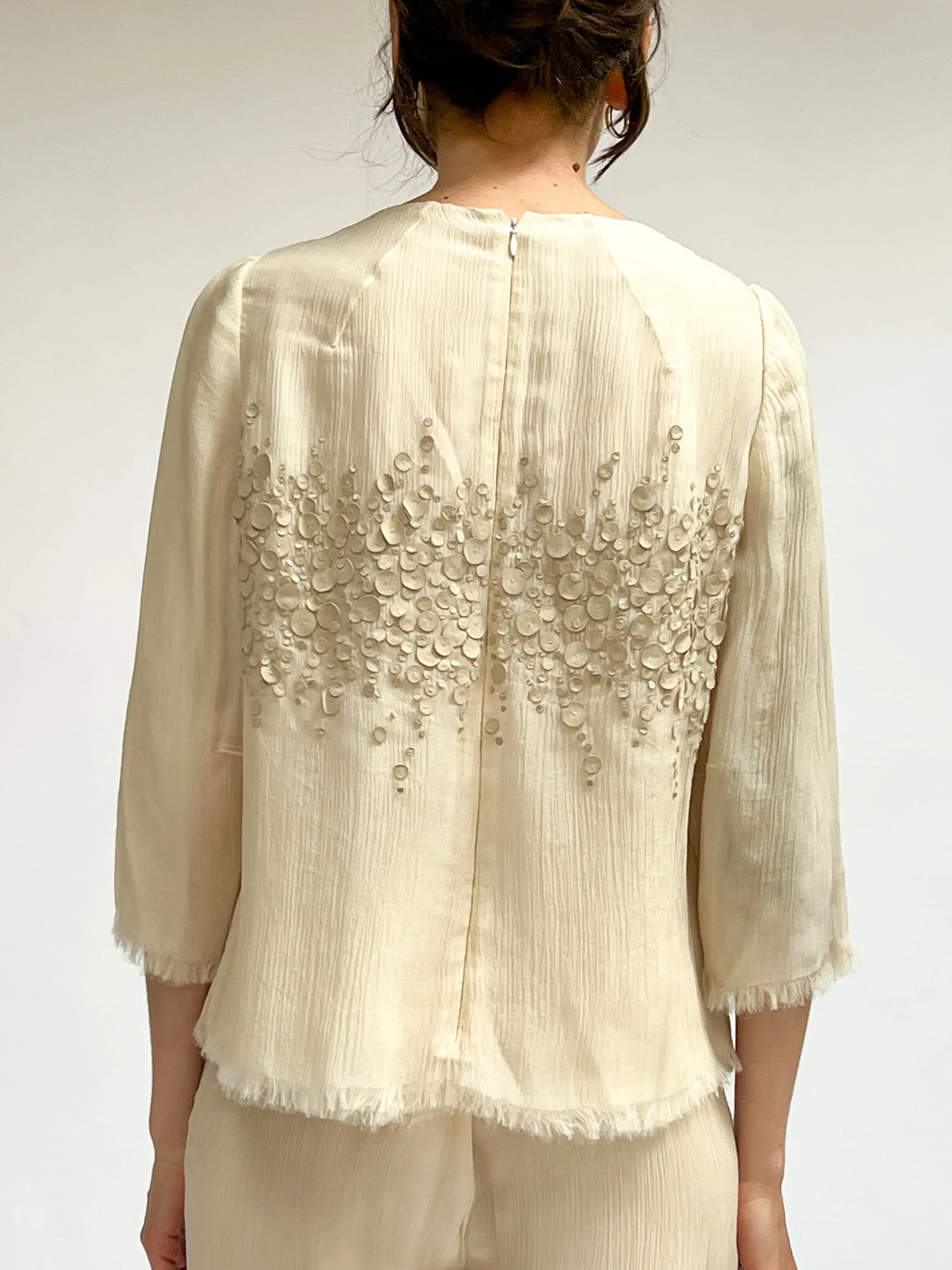 OOAK Crinkle Silk   Suede Top