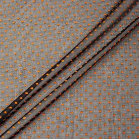 Orange Spotted Black Cotton Voile Jacquard