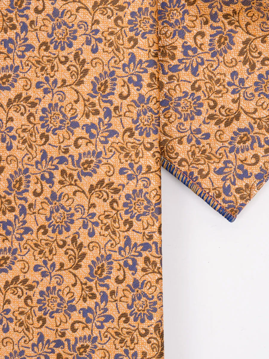 Peiro Butti Tie w Pocket Square Golden Paisley Print PBTPS003