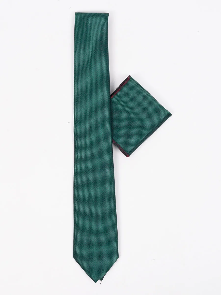 Peiro Butti Tie with Pocket Square Green Self Weaved PBTPS012