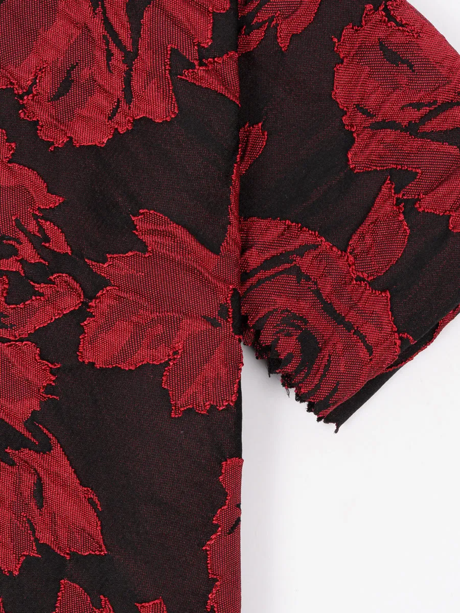 Peiro Butti Tie with Pocket Square Maroon with Brown Leaf Pattern PBTPS033