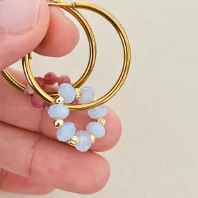 Pink Tourmaline & Blue Lace Agate Sucre Donut Earrings