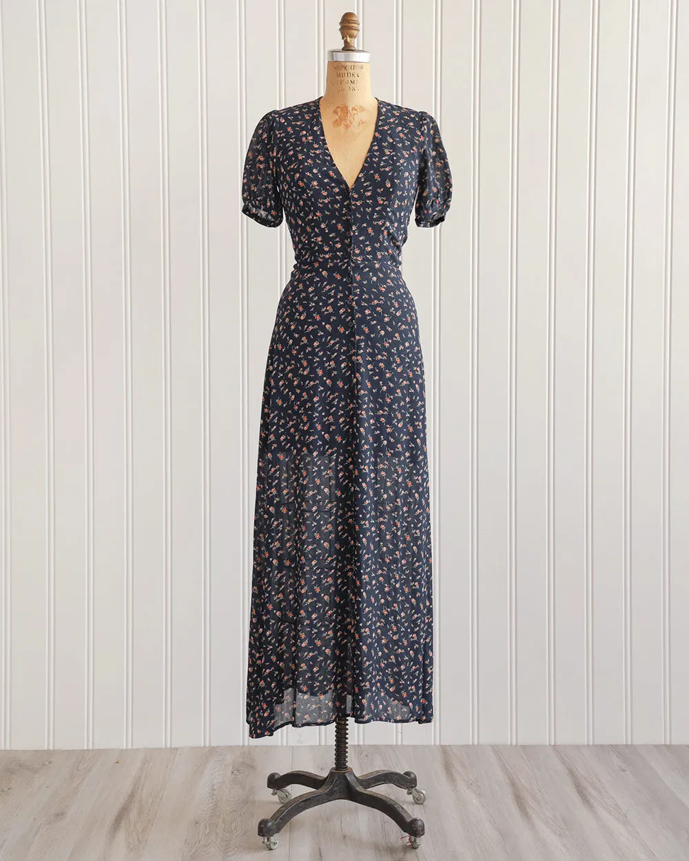 Reformation Navy Floral Dress
