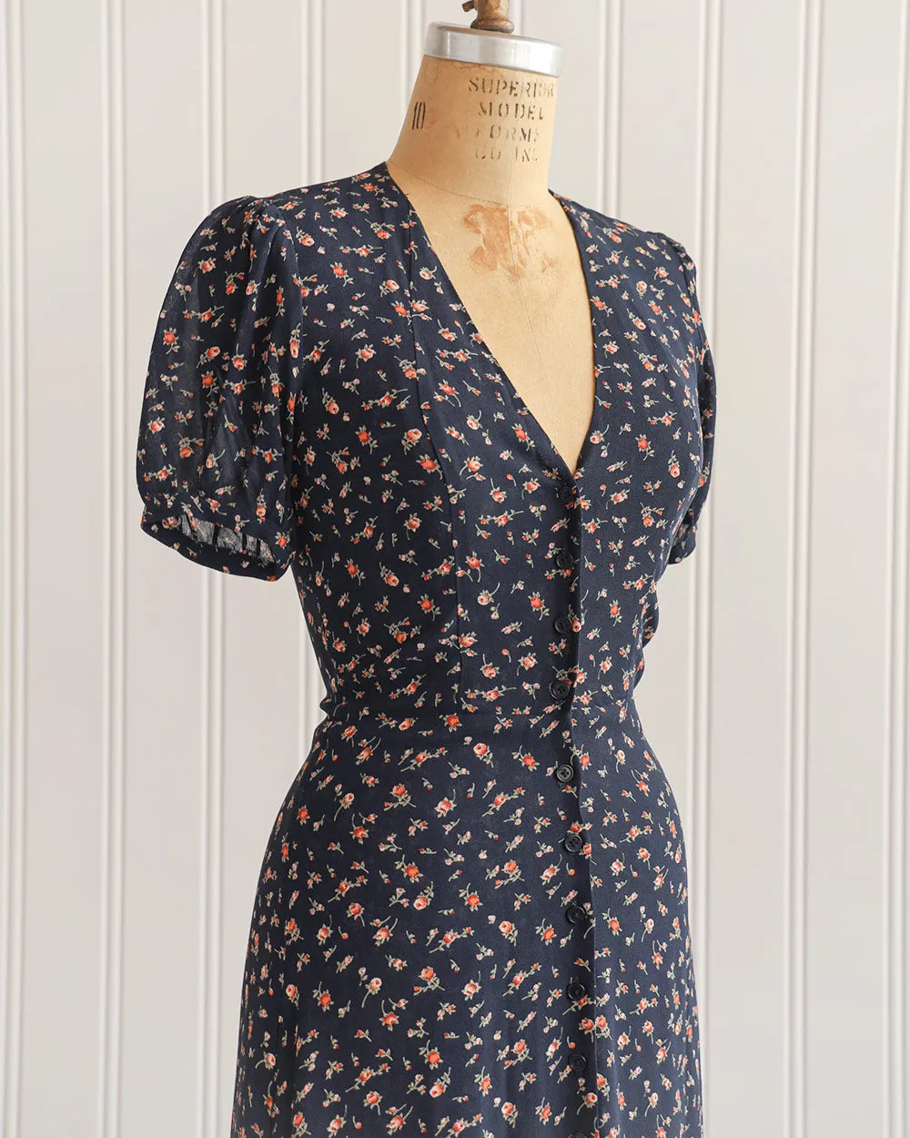 Reformation Navy Floral Dress