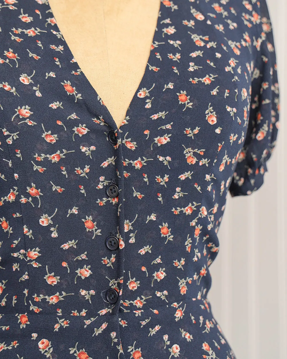 Reformation Navy Floral Dress