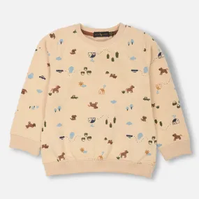 RL - Kids 'Off White' Animal Printed Terry Sweatshirt RL329