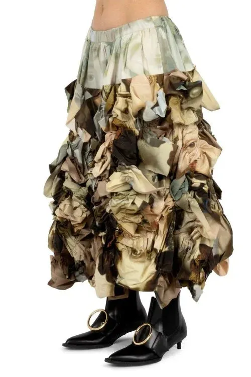Ruched Print Skirt